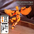 Orange and black 13-joint 3D printed action figure with wings and weapon kit - Large Orange Black With 5 Weapons 3 Hands 1 Wing