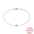 Bracciale minimalista in argento S925 con uno zircone rotondo scintillante a quattro griffe - Solitario / Oro Bianco