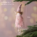 Pink plush angel Christmas ornament with tall pointed hat and gold wings for tree decor - No.2 (Pink Angel)