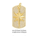 Gold military dog tag pendant with zircon octagonal star pattern on white background - Copper Pendant 22 (Gold Tag Starburst)
