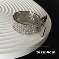 Macro di una molletta per capelli argento da 4cm con strass di cristallo e molla - Coda di cavallo alta [Pieno strass] Argento