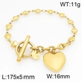 Goldenes Herzketten-Armband mit OT-Verschluss und K18-Anhänger, 175 mm Länge im Set - Goldenes Herz-Armband (KB212767-Z)