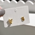 Asymmetric golden stud earrings with butterfly and bear motifs and crystal inlay - Asymmetric Bear Butterfly