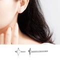 Minimalist S999 sterling silver four-point star stud earrings for women with S999 hallmark - Starlight Stud Earrings