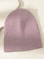 Soft lotus pink rib-knit beanie hat for autumn and winter with thick warm texture - One Size / Light Pink