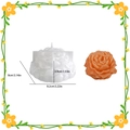 3D peony flower silicone mold with orange candle and clear dimensional measurements - Peony-Large / White