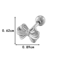 Silver butterfly cartilage piercing earring in stainless steel measuring 0.89cm wide - Bowknot Style (0197-2#) / Silver