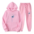 Survêtement en polaire rose avec sweat à capuche et jogging à imprimé pissenlit bleu - S / Haut Et Bas / Rose (Style 5)