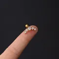 16G gold stainless steel cartilage stud earring with curved cubic zirconia stones - Five-Stone Row Curve Style (333-6#G)
