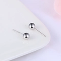Minimalist pair of S925 sterling silver ball stud earrings in polished silver finish - 925 Silver / 2.5MM Round Ball (White Gold)