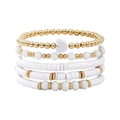 Böhmisches Set aus fünf Armbändern mit Goldperlen, weißen Tonscheiben und Herzanhänger - Weiß(SY0098-1)