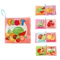 Educational baby cloth book featuring colorful fruit theme and hanging loop for sensory play - Fruits (16g)