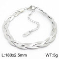 Bracciale a treccia piatta a serpente in argento realizzato in acciaio inossidabile - Bracciale 2.5mm (KB181338-Z) / Argento