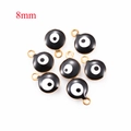 8mm Black Evil Eye pendant charm in stainless steel for DIY jewelry making - 8mm / Black