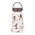 650ml cream insulated sports bottle with colorful female athletes illustration and handle - Women's Sports Illustration