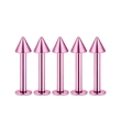 Set mit fünf hellrosa Labret-Steckern aus Edelstahl mit spitzen Kegelspitzen - Rosa Spitze