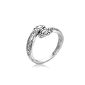 Anello punk vintage a forma di serpente in lega d'argento con scaglie e design regolabile - Doppio Serpente
