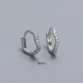 Silver wavy diamond-encrusted hoop earrings with 8mm size specification - 8mm White Gold