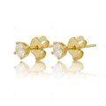 Minimalist gold plated 925 sterling silver stud earrings with round cubic zirconia stones - Minimalist Single Zirconia Stud-Gold