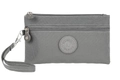 Gray canvas multi-layer zipper pouch with durable nylon fabric and wrist strap - Gray