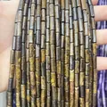 Petrified wood 4x13mm cylindrical natural stone tube beads for DIY jewelry making - 4x13mm Tube/Strand / Natural Wood Grain Stone