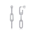 Eleganti orecchini a catena in argento S925 con maglie rettangolari e pavé di pietre - Orecchini in Moissanite / Argento