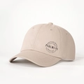 Beige adjustable cotton baseball cap featuring circular Psalm 91 vintage side print - One Size / Light Khaki