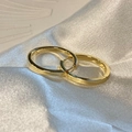 French vintage polished gold geometric hoop earrings with 925 silver needles - Gold Minimalist Hoop Jewelry (E008)