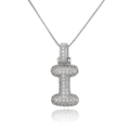 Detailed view of silver letter I pendant with micro-p鑲ed zircons on a delicate box chain - Letter I (DX34-I)
