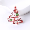 Sparkling Christmas tree brooch with red enamel and crystals on white background - Red Enamel Snow Effect Style (Christmas Tree 4)