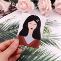 Cardboard earring display card featuring a stylized female illustration and palm leaf background - 6x8cm / Goddess Series No.4