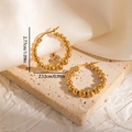 Detailed view of C-shaped gold-plated beaded hoop earrings with precise size dimensions - Lever-back Increasing Bead Hoop