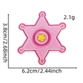 Detailed view of pink star embroidery patch with 6.2cm size and 2.1g weight specs - Hexagram Star Style (9#)