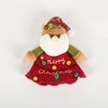 Cute Santa fabric pendant with Merry Christmas embroidery and colorful pom-poms decor - Santa Claus