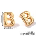 Golden bubble letter B stud earring in metallic finish with minimalist design - Letter B (E01698-B)