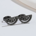 Minimalist matte black watermelon slice stud earrings made of durable stainless steel - Black