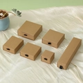 Kraft paper drawer jewelry box with black ribbon handle in various sizes for storage - Dark Kraft Paper