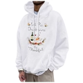 White Thanksgiving hoodie with Eat Pie Drink Wine lettering and kangaroo pocket design - S / White Eat Pie Drink Wine (64)