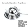 Teapot-shaped 304 stainless steel tea infuser with hanging chain and matching tray - Silver With Coaster