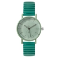 Orologio al quarzo verde menta da donna con cinturino elastico e quadrante con cuore - verde scuro