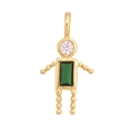 Pendentif robot doré en laiton avec tête en zircon et corps en pierre verte - Garçon - Mai (Vert)