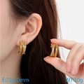 Pendientes de aro en C cruzados de acero inoxidable dorado 18K con diamantes brillantes - Dorado