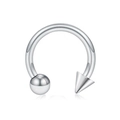 Silver stainless steel circular barbell piercing with ball and spike ends - Spike & Ball / Silver