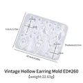 Hollow retro geometric earring resin mold made of translucent silicone with measurements - ED#260