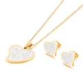 Golden heart-shaped jewelry set with necklace and earrings encrusted with crystals - Gold Jewelry Set (KS200542-KFC)