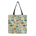 Detailed close-up showing the high-density canvas texture and colorful medical icons print - Medical Health Icon Full Print Style (hm6958)