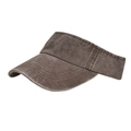 Brown washed denim open top sun visor hat with reinforced stitching and vintage finish - Coffee