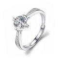 Classic 925 sterling silver engagement ring with round moissanite and four-prong setting - Adjustable Open / Heart 4-Prong 1ct