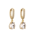 Macro detail of gold hoop earrings featuring a pear-cut clear gemstone and micro-pave setting - 1 Pair / Gold White Zirconia