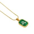Gold Leo zodiac necklace with green malachite octagon pendant on snake chain - Leo